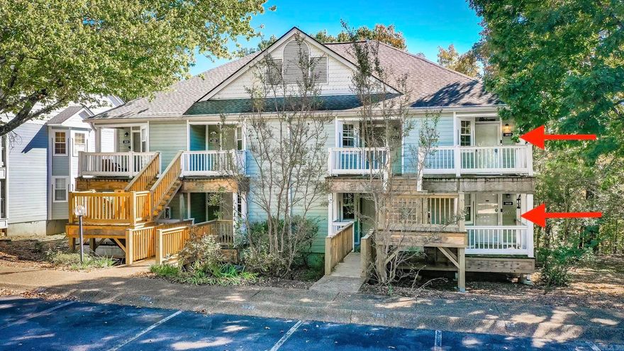 TWO Successful Short Term Rentals, Setup as a turn Key Studios ready to start enjoying your vacation getaway or start investing. These have a good location since they're located at the very end so offer more privacy out back & both have bay window in living room that looks out to the side yard (Upstairs & Downstairs units). Condos come fully furnished, appliances, linens, dishware, etc. Washer & Dryers stay and are in the closets off of back decks.   Fairfield Bay has tennis courts, pickle ball courts, bike trails, two golf courses, ATV trails, disc golf, 3 swimming pools, bowling alley, & restaurants all within the community. Condo dues - $98/month (includes Termite Contract, exterior maintenance, & comes with one parking space) & FFB community club dues - $202/month (includes city sewer , trash pickup, access to the 3 pools, playground, tennis courts/picklball courts, basketball court, & ATV trails). Each condo is listed separately , so option to just buy one for $59,900.