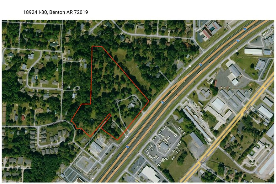 Prime commercial opportunity in one of Benton’s fastest-growing corridors. This +/-12.38 acre tract at 18924 I-30 offers excellent visibility and access just off Exit 118, making it ideal for a wide range of commercial uses. Zoned C-3, the property allows for high-intensity development including retail, service, restaurant, and outdoor display uses with no maximum building size. The site’s proximity to Interstate 30 provides strong traffic exposure and easy connectivity to Benton, Bryant, and the greater Little Rock market. With continued growth along this corridor and increasing demand for commercial development, this property is well-positioned for investors, developers, or end users looking to capitalize on a high-traffic location.