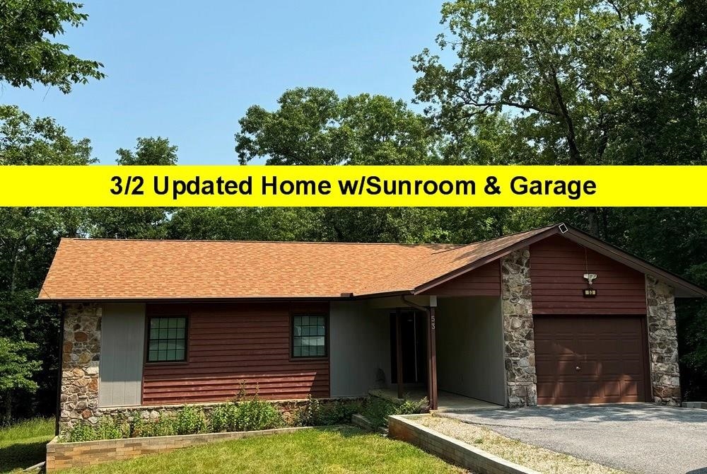 Nicely updated 3 bedroom 2 bath with sunroom, also basement for storage or shop (reached from outside). Attached garage. No neighbors on either side of home- Kitchen updates include white shaker style cabinets & new backsplash and quartz countertops- appliances included in listing price. Two pantrys off kitchen-convenient laundry room with w/d. Custom tub and shower surround with beautiful ceramic tile, free standing gas fireplace (great for backup heat), neutral paint color thru-out. Vinyl plank and tile flooring. Newer roof, newer water softener, newer hvac. Cozy sunroom with split h/a, flows out to large, newer back deck. Furnishings upstairs are negotiable....Great house-move-in condition-Listing #2409 Sqft, measurements, taxes are per ARCoData
