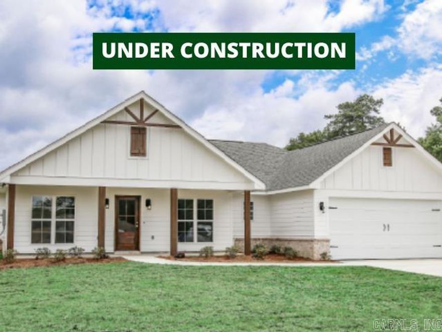 New Construction (UNDER CONSTRUCTION) in the HIGHLY sought after Lake Hamilton School district -charming 1,506 sq ft Modern Farmhouse– Hot Springs! Nestled in the peaceful Walkway Point subdivision—minutes from beautiful Lake Hamilton—this single-story gem offers timeless appeal in a compact, efficient package. At 1,506 square feet of pure comfort, it's finished in durable all-brick and siding for that classic, low-maintenance look that lasts. Three bedrooms, two full bath and a 2 car garage. The open floor plan shines: kitchen with island flows straight into the great room, making meals and hangouts effortless.  Natural light everywhere, and smart privacy with bedrooms tucked away. Outside? A welcoming covered front porch, clean board-and-batten style siding, with eye catching gabled roofline and classic columns that blend right into this scenic, lake-close neighborhood. Brand-new build.—you pick your colors, finishes, and little tweaks to make it your own. Ideal for starters, couples, or anyone wanting one-level ease without big-house bills. No surprises—just ready-to-love living. Priced to sell—text or call for your tour today!