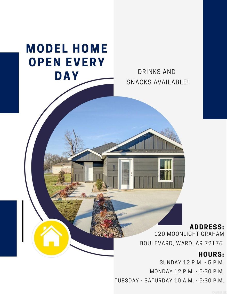 Beautiful Brinkley plan in Moonlight Meadows, located in Ward, AR! These new construction homes feature modern finishes for comfortable living!  Homes will have LVP flooring and carpet.  In the kitchen and bathrooms, you’ll find beautiful granite countertops. Each home will feature Hardie® siding per plan. These homes come with a programmable thermostat! 10-year limited Homebuyer’s Warranty! Photos may be stock photos, representative of plan only and may vary as built. Annual taxes is an estimate. Taxes are TBD. HOA fees $300! $75 HOA transfer fee. Special Improvement Tax of $495 annually.