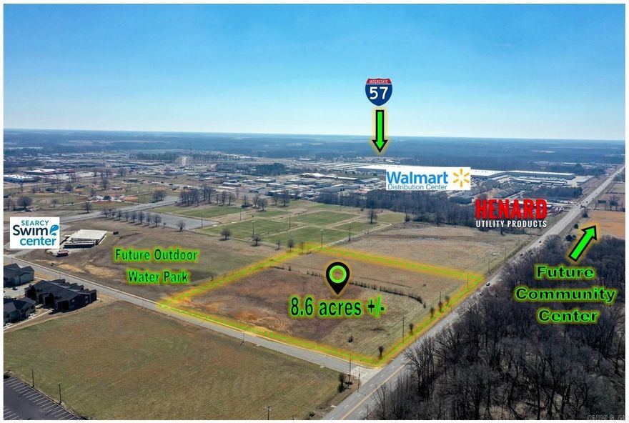 Unlock the potential of this 8.6-acre commercial property in the heart of Searcy, Arkansas! Strategically located on Main Street, this property offers unmatched visibility and accessibility, making it an ideal investment for retail, mixed-use development, or office space.  Positioned near the planned Searcy City Center and the Searcy Municipal Airport, this property is in a rapidly growing area primed for expansion. Searcy’s ongoing development projects and business-friendly environment make this an exceptional opportunity to secure a piece of the city’s future.  With high traffic counts, excellent frontage, and flexible development potential, this property is perfect for investors, developers, and business owners looking to capitalize on Searcy’s growth. Don’t miss this rare chance to secure premium commercial land in a thriving location!