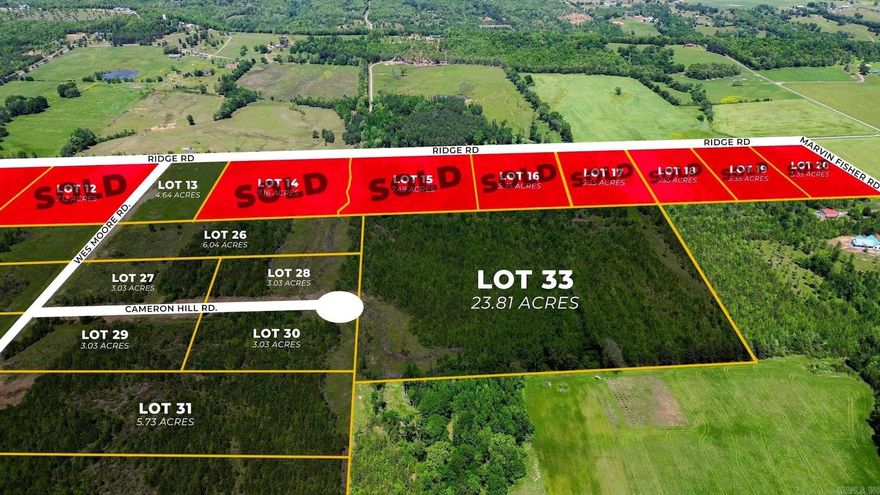 Beautiful wooded 23.81 +/- acre lot right outside of city limits, perfect spot if you are looking to build! Enjoy great views of the countryside in a quiet area while only being a few minutes from the interstate. 20 mins to Vilonia, 20 mins to Searcy, & 20 mins to Cabot. Water and electric are at the road. No mobile homes. Minimum square footage of 1700.