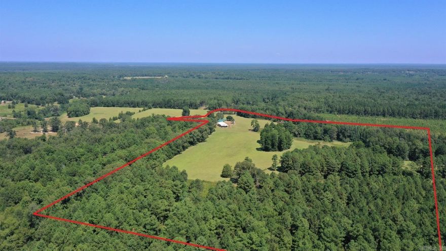 Follow the winding country roads to this hidden gem in Doddridge Arkansas on 63.37 picturesque acres. The handsome brick home on the property is spacious and clean, featuring fresh paint and updated wood tile flooring throughout. The 3 Bedroom, 2 Bath spread has been updated with brand new countertops and fixtures which adorn the bathrooms as well as the large kitchen space. The sink window reveals the ideal rural scenery with quiet meadows, far from the city lights, less than 30 minutes from the conveniences of Texarkana. The kitchen area flows freely into the living room where you can enjoy the glow of the gas log fireplace on chilly nights. Bonus rooms include a formal living area and an extra space perfect for an office or play room. Listen to the raindrops fall on the tin roof and enjoy tranquility from the covered back porch. Just a few steps away is the property' incredibly versatile workshop. This metal building offers massive room for storage, work space, a handy kitchen w stainless appliances, and room to entertain amongst the beautiful rustic wood and tin interior. A tankless water heater makes this an economically friendly structure. The pastures are pristine hay meadow