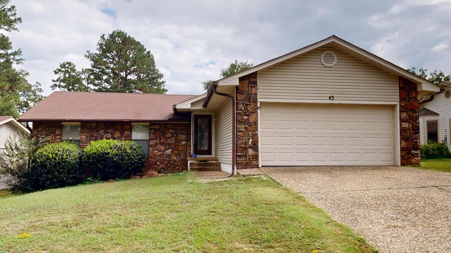 Welcome Home to 43 Prince Drive. This charming single-story residence offers an efficiently designed living space. The living room serves as the heart of the home, boasting a rock fireplace, built-ins, and hardwood floors. The kitchen offers an open feel shared with a well-lit dining area. The attached garage provides ample parking and storage. Outside, the property indulges with a patio that receives evening shade, great for enjoyable and privately fenced yard for entertaining. You'll quickly find this part of a quiet residential neighborhood nestled in a family-friendly town that Maumelle has become known for. Be sure to check out the Matterport 3D virtual tour for an immersive walk-through with measuring tools and dollhouse views!!! https://my.matterport.com/show/?m=MEux6F2MetH&brand=0