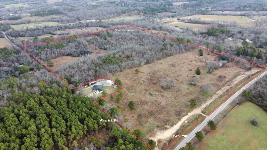 Located at the corner of Hwy 290 and Warrick Rd on the south side of Hot springs, Ar, this 57.81 +/- acre property has everything one needs to build thier dream home. The landscape has a beautiful mix of open pasture and timberland, providing a peaceful retreat and a great environment for relaxation and outdoor enjoyment. There are two private ponds on the property which offer fishing and irrigation oppurtunites.  The combination of ponds, dense woods, and open fields creates an ideal setting for a private residence or vacation retreat. This property could easily support a working farm or livestock operation. The pastureland offers grazing opportunities, while the timber provides potential for income.