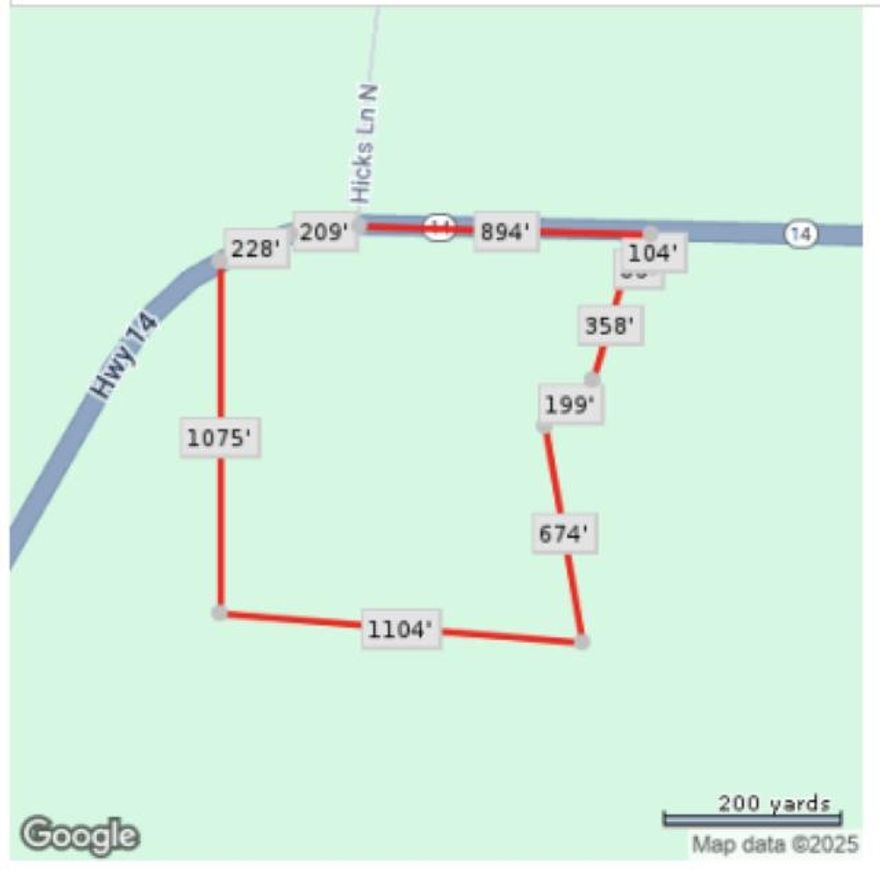 Approx 14 Acres! This versatile property boasts a small pond, picturesque views, and excellent hunting opportunities. Ideal for hay cutting, building your dream home, or recreational activities, the options are limitless. A new driveway off Highway 14 West is in the works for convenient access. Water and electric services are available at the street, adding to the convenience of this promising piece of land.