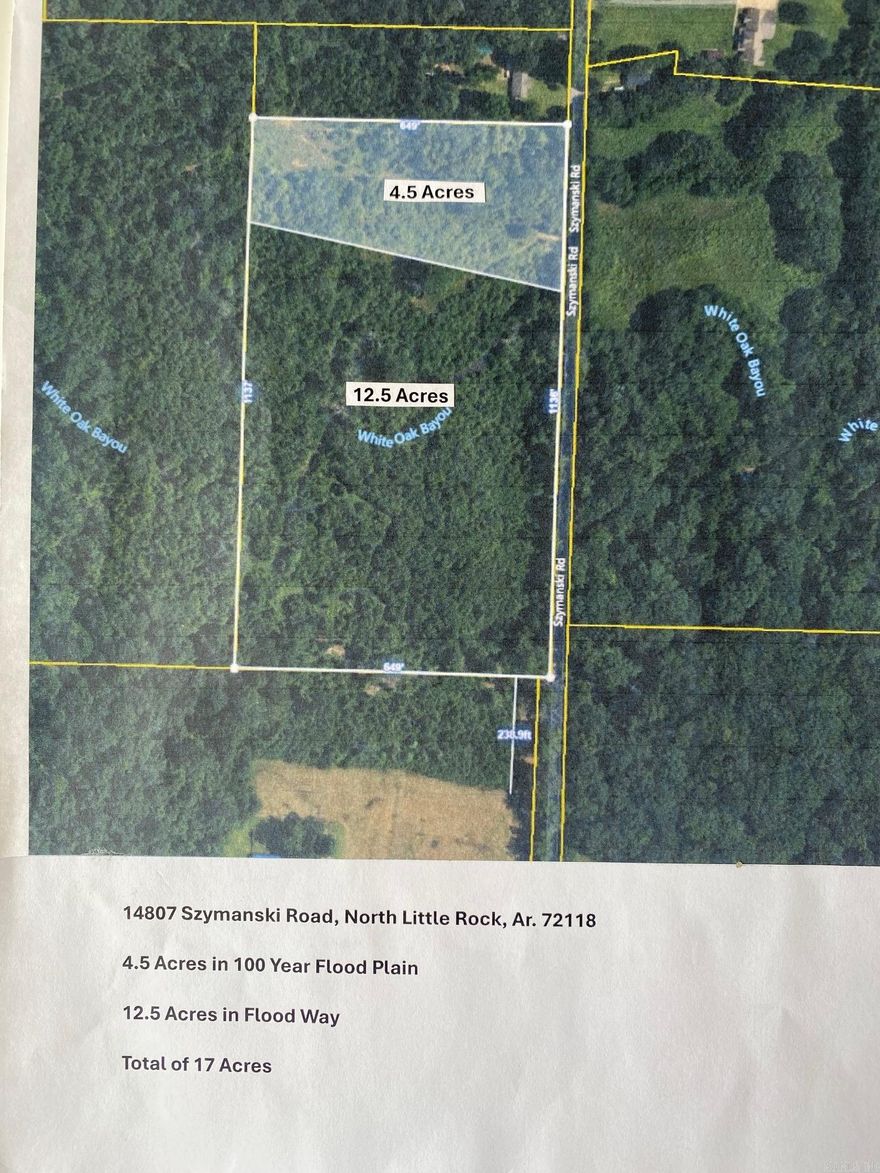 16.97 +/- Acres For Sale in Marche Community with some cleared area and mostly wooded.  It has approximately 4.5 Acres in 100 yr flood area and approximately 12.5 Acres in floodway.  The White Oak Bayou runs thru it.