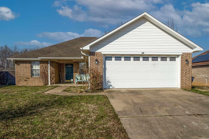 Charming home located close to town. Backyard surrounded with a wooden privacy fence, patio, and large storage unit. Spacious kitchen and large walk-in closets in the master bath. HVAC and water heater appr 6-7 years old.  Qualifies for 100% financing.