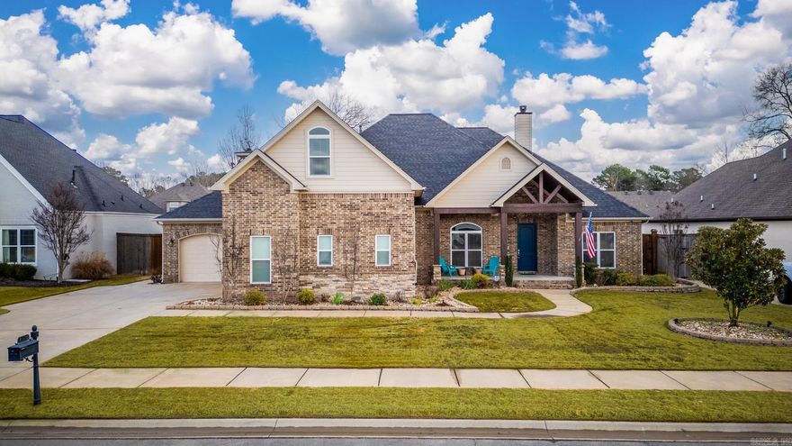 Beautiful home with back yard entertaining, covered porch, pool and full privacy fence in the desirable Winterbrook Subdivision. Inside features an open concept kitchen, living, dining combo with a wood burning gas starter fireplace. You will find a pantry that doubles as a safe room/storm shelter rated for an EF4 tornado. This split floorplan has 2 bedrooms on one side with jack-n-jill shared bathroom and private vanities and walk-in closets. The master is oversized featuring a walk-in shower, separate soaking tub, double sinks, large storage closet and a walk-in closet for clothing. Upstairs you will find the bonus room/5th bedroom with a large storage closet along with a hallway that leads to a private bedroom and full bathroom. This back yard features a 16X36 salt water pool with a tanning ledge. The 3 car garage features a built in storage wall for totes, a built in work bench, and an oversized 3rd car area.