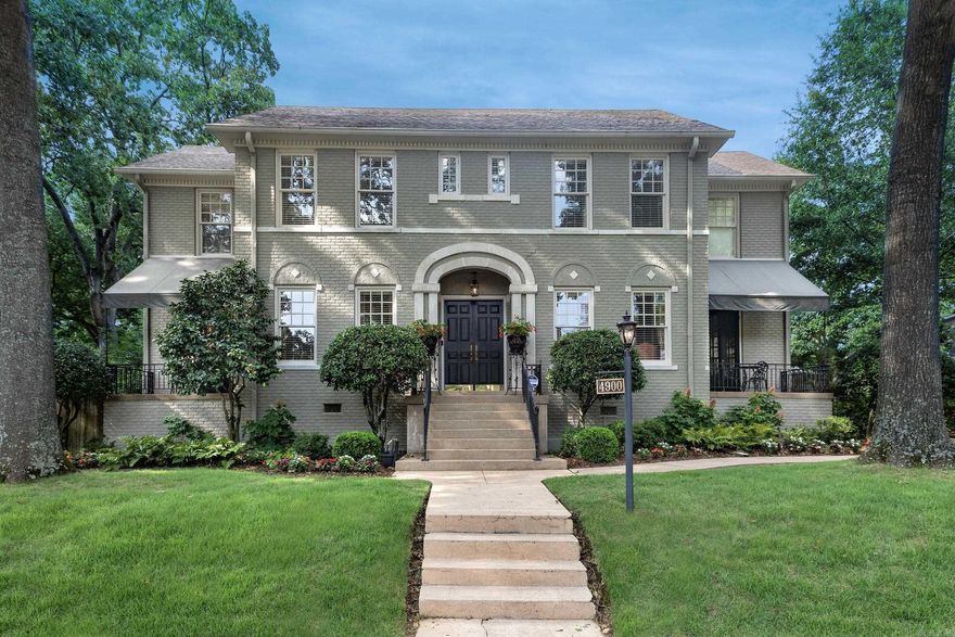 Stately Colonial Revival situated on a level lot and a half that has been lovingly restored to a grandeur of another age.  Front door opens between the covered exterior patios into the formal areas: both living and dining. Informal areas:  family room, sunroom and breakfast room.  Chef's kitchen has all the built-in appliances that one would expect-Sub-zero refrigerator, Thermador gas stove-top, under counter lighting.  Cabinets are painted cherrywood and beautiful trim and moldings. All floors in the 1930's Classic are natural stone or wood, all counters are stone, marble, granite, or onyx. All rooms have tall ceilings and plenty of light. Bedrooms have plenty of closet space and built ins.  Three gas log fireplaces. Outside: another gas log fireplace in the covered pavilion, two relaxing fountains, beautiful landscaping, smoker.  Guest house with faux finish floor, full bath, microwave + refrigerator. Two car garage, full house gas generator, two on demand water heaters, basement dehumidifier, walk-up attic. Too many updates and additions to list making this Property timeless.  Agents: Please see remarks for exclusions and items that will be left for the next Owner's enjoyment.