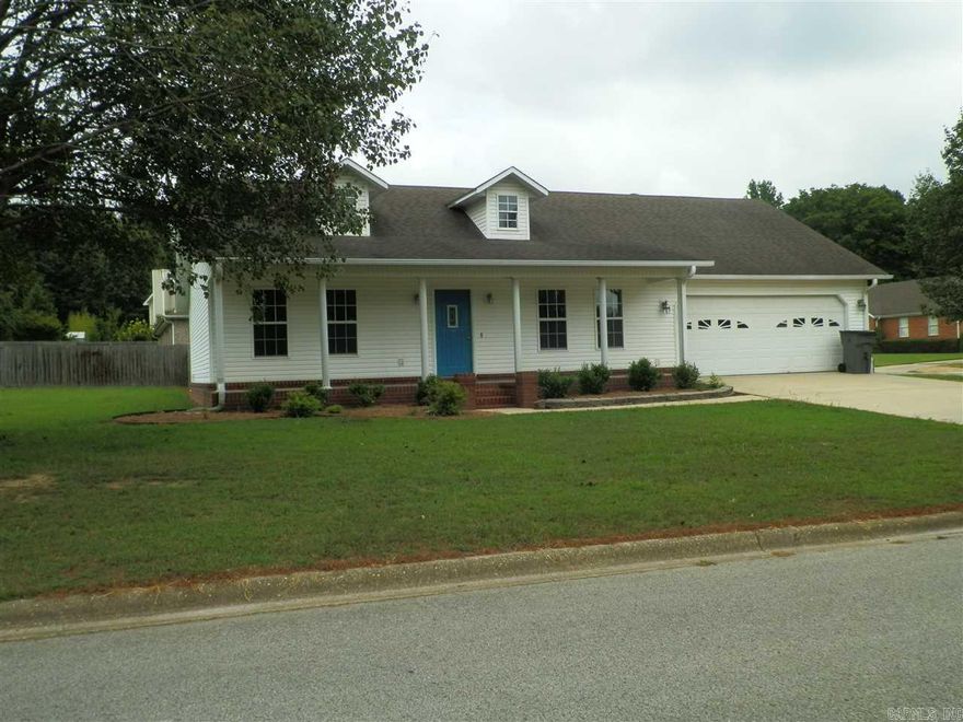 Lovely, split floor plan home is situated on a large corner lot. Large living room has a gas log fireplace and vaulted ceiling. Kitchen/dining area has a breakfast bar. Appliances furnished include refrigerator, electric range, dishwasher and microwave. Separate laundry room is adjacent to the kitchen. Spacious master bedroom has a tray ceiling. Master bathroom has a whirlpool tub and walk-in closet. Two-car garage. Rental application required. Non-refundable application fee charged for tenant screening.