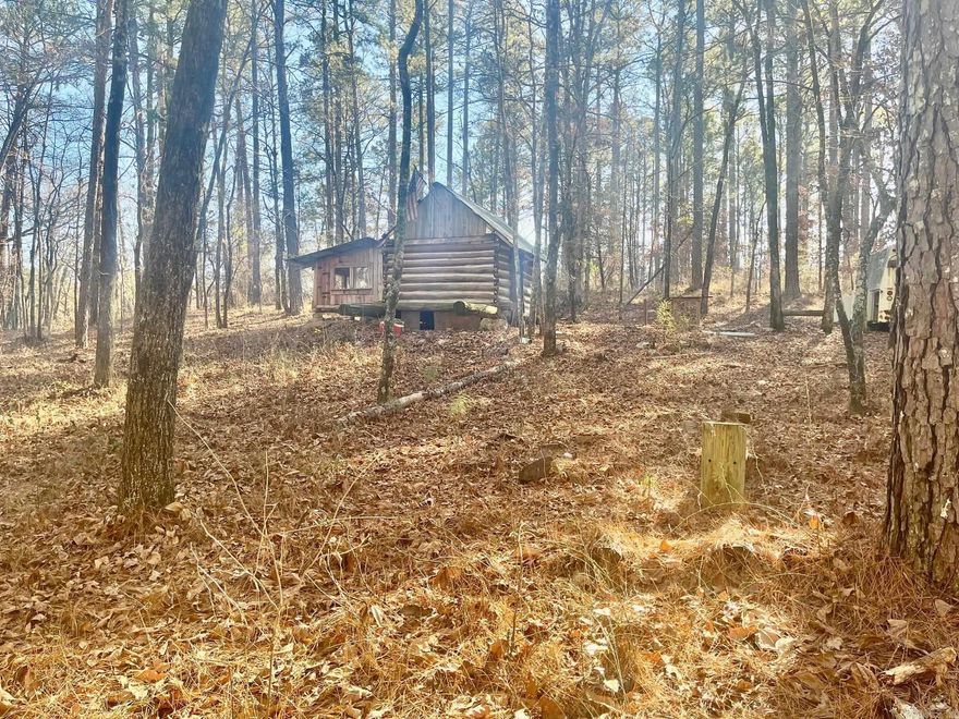 Discover a rare opportunity to own 7.5 scenic acres at 930 Cox Creek Rd. in Bismarck, Arkansas, perfectly situated near some of the area’s best outdoor recreation.  This beautiful tract features a rustic small log cabin dating back to the early 1900s, offering timeless character and a true back-to-nature feel. With some TLC the cabin can provides a unique retreat steeped in Arkansas history. The property is just minutes from boat ramps at Lake DeGray and the Caddo River, making it ideal for boating, fishing, kayaking, and swimming. Even better, the land borders Lake DeGray Corps of Engineers property, providing direct access to thousands of additional acres for hunting, hiking, and wildlife exploration. This creates an unmatched sense of privacy and space, with no future development behind you. The mostly wooded acreage of mixed pine and hardwood offers excellent hunting opportunities, abundant wildlife, and multiple potential building sites on both sided of Cox Creek Rd. to build your dream home or getaway. Whether you’re seeking a weekend hunting camp, fishing retreat, or full time living, this land delivers exceptional value in a highly desirable location.