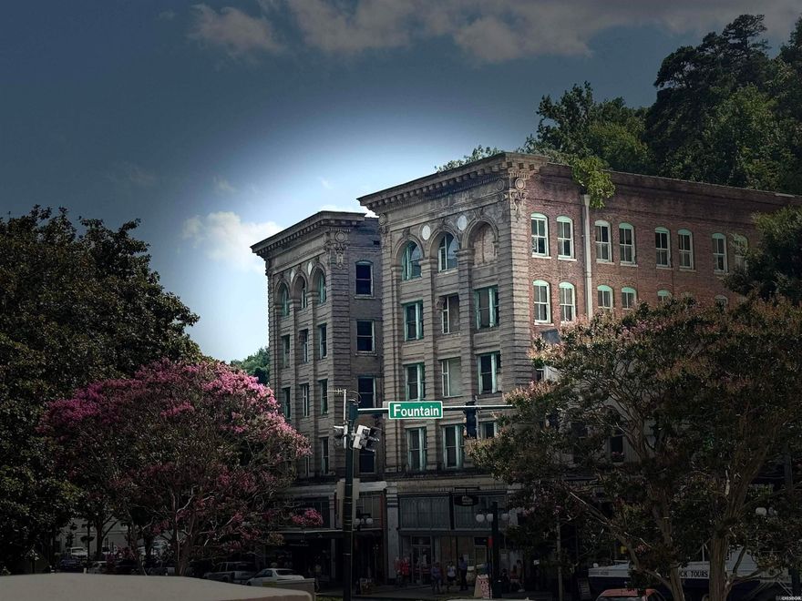 Federal & State Historic Tax Credit approved. Ground level is in the Highest foot traffic with 4 retail tenants producing long term rental income and the lobby for upstairs. 80 +/- units on floors 2-5 for redevelopment opportunity in the heart of downtown Hot Springs National Park, Arkansas just across from the thermal springs that made it famous. Street level retail is nicely updated and fire sprinkled. Upper floors with incredible Carrera Marble, common hallways with original pristine Mosaic tile floors, vast National Park mountain views with lush greenery, adjacent architecture sights and on South facing side views as far as the eye can see. Every unit has high ceilings, sensible floor plan opportunity + several original bathrooms in tact. There is an elevator shaft and original elevator car. There are 2 skylights, one is stained leaded glass. Preservation work such as retail spaces remodeled to current code, debris removal, some basement work and TPO Membrane roofing. The last building in downtown of this magnitude. Most all downtown buildings have sold, are redeveloped, being held for future plans or are in process of remodel.256, 258, 260, 262 & 264 Central Avenue,HS,AR 71901