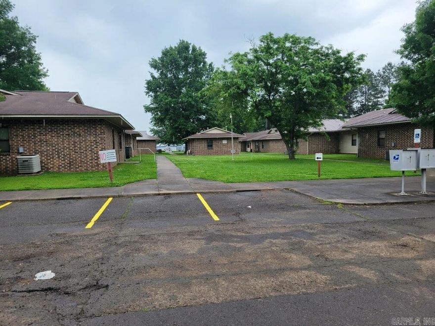 48 Units (24) 1 bedroom (24) 2 bedroom units located on more than 3 acres in Russellville, Many updates along the their well constructed life including some metal roofs, carpet, appliances, HVAC units, etc. Approximately 5% vacancy and  central location make a great way to diversify your portfolio. On-site laundry room with coin operated machines and office that has storage and a file room plus a 1/2 bath. Please see details in documents.