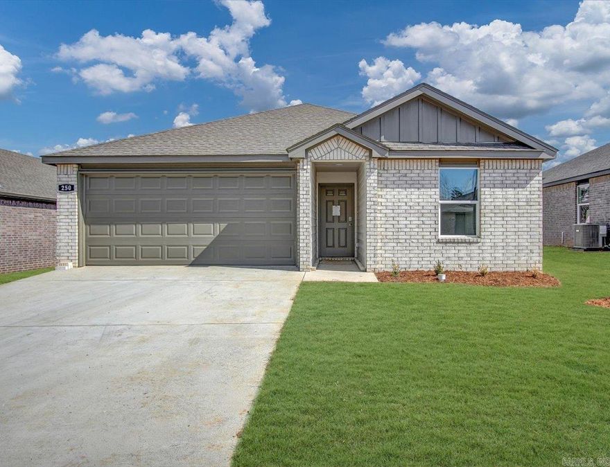 Amazing Austin plan in Stone Canyon, located in Maumelle, Arkansas! These new construction homes feature modern finishes for comfortable living! Each home has LVP flooring throughout common areas and carpet in bedrooms and closets. In the kitchen and bathrooms, you’ll find beautiful quartz countertops. The primary bathroom features a walk-in shower and a quartz vanity! Each home will have 4-sides brick with Hardie® siding per plan. These homes come with a programmable thermostat! 10-year limited Homebuyer’s Warranty! All photos are stock photos, representative of plan only and may vary as built. Annual taxes is an estimate. Taxes are TBD. HOA dues TBD. The HOA annual fees are an estimate only since the actual amount has not been established. Special Improvement Tax of $420 annually.