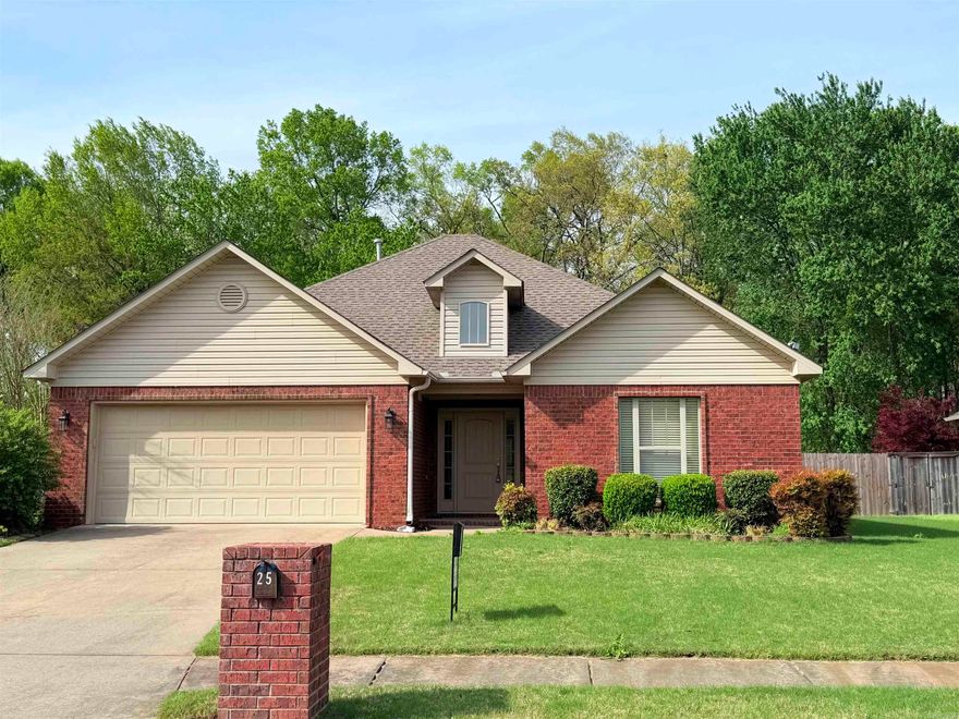 SELLER IS NOW OFFERING $5,000 IN BUYER CONCESSIONS!! Welcome to 25 Brentwood Dr. in Vilonia, AR, a charming and well-cared for home nestled in the highly desirable Brentwood Subdivision! This residence offers 1457 sqft, 3 spacious bedrooms and 2 full bathrooms with solid surface countertops. The kitchen features granite countertops with a new kitchen sink and flows seamlessly into a generously sized living room with tray ceilings and crown molding. Enjoy a cozy gas fireplace for relaxing evenings at home! This home has been freshly painted, and a new water heater was installed in 2025! Step outside to enjoy a fully fenced oversized backyard ideal for entertaining, pets, or simply unwinding outdoors! Conveniently located near Vilonia's local shops, schools and amenities, this home combines comfort, functionality and an unbeatable location! Don't miss your opportunity to own this beautiful home! Schedule your showing today!