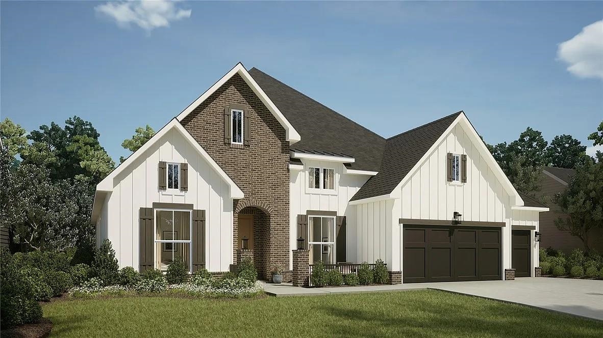 Welcome to luxurious living with the Lincoln estate floor plan. This is a 4 bed, 3.5 bath masterpiece with 2 levels. The 1st floor hosts all bedrooms, including the owner's retreat, which is nestled on the back side of the home and where you'll find a spa-like bath and 2 large closets! The additional bedrooms and study are on the other side of the home. The designer kitchen is spectacular and comes with a walk-in pantry, a large island, a sunny breakfast nook with built-ins. The living room has a beautiful shiplap fireplace and built in. Off of this space you will find a large, covered porch, perfect for al fresco entertaining. Ascend to the 2nd level to discover a huge game room with a convenient powder room, providing an ideal space for recreation and relaxation. The Lincoln floor plan seamlessly blends sophistication with practicality, offering an unparalleled living experience you'll love!
