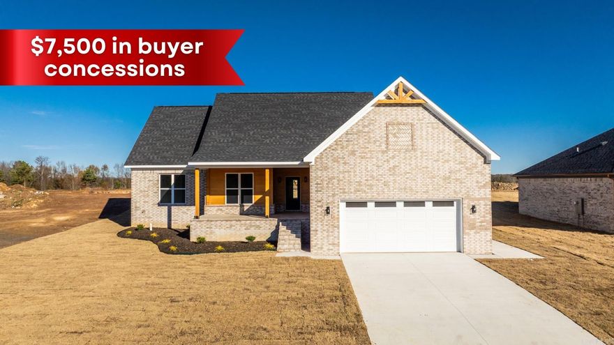 Seller is offering 7500.00 in concessions. In addition to concessions. Builder will install, refrigerator, washer dryer and blinds if offer is accepted by December 31,2025. Stunning 4-bedroom, 2-bath home with new lake to be built in back, new neighborhood! Just steps from the city park with ballfields and a pool, this 1,954 sq. ft. home blends modern style with timeless craftsmanship. Inside, enjoy luxury vinyl plank flooring, vaulted ceilings, and an open-concept design anchored by a gas fireplace with custom shiplap. The chef’s kitchen features custom cabinetry, a large island, pantry, stainless appliances, and bold black fixtures. The primary suite is a retreat with dual vanities, a custom-tiled shower, and standalone soaking tub with tile surround. The secondary bath also shines with sleek tile and finishes. Outdoor living is at its best with spacious front and back porches, Cypress siding, and tongue-and-groove ceilings—all overlooking the lake and adjoining lot. A large garage with side door provides added convenience and storage.