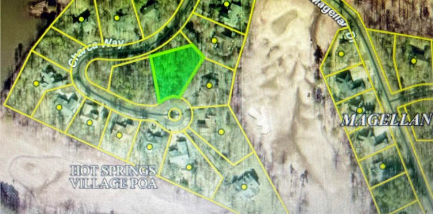 This almost 1/2-acre sloped lot, larger than most, would be great for a walk out build.  In a well-stablished neighborhood, near Magellan Golf Course, it would be great for a new build, second home, or vacation rental in beautiful Hot Springs Village. With it's 9 professionally designed, year-round golf courses, 11 lakes, miles of walking, hiking and biking trails, pickleball, and many other activities, come experience "Village" life and all it has to offer. Come live the life you love.