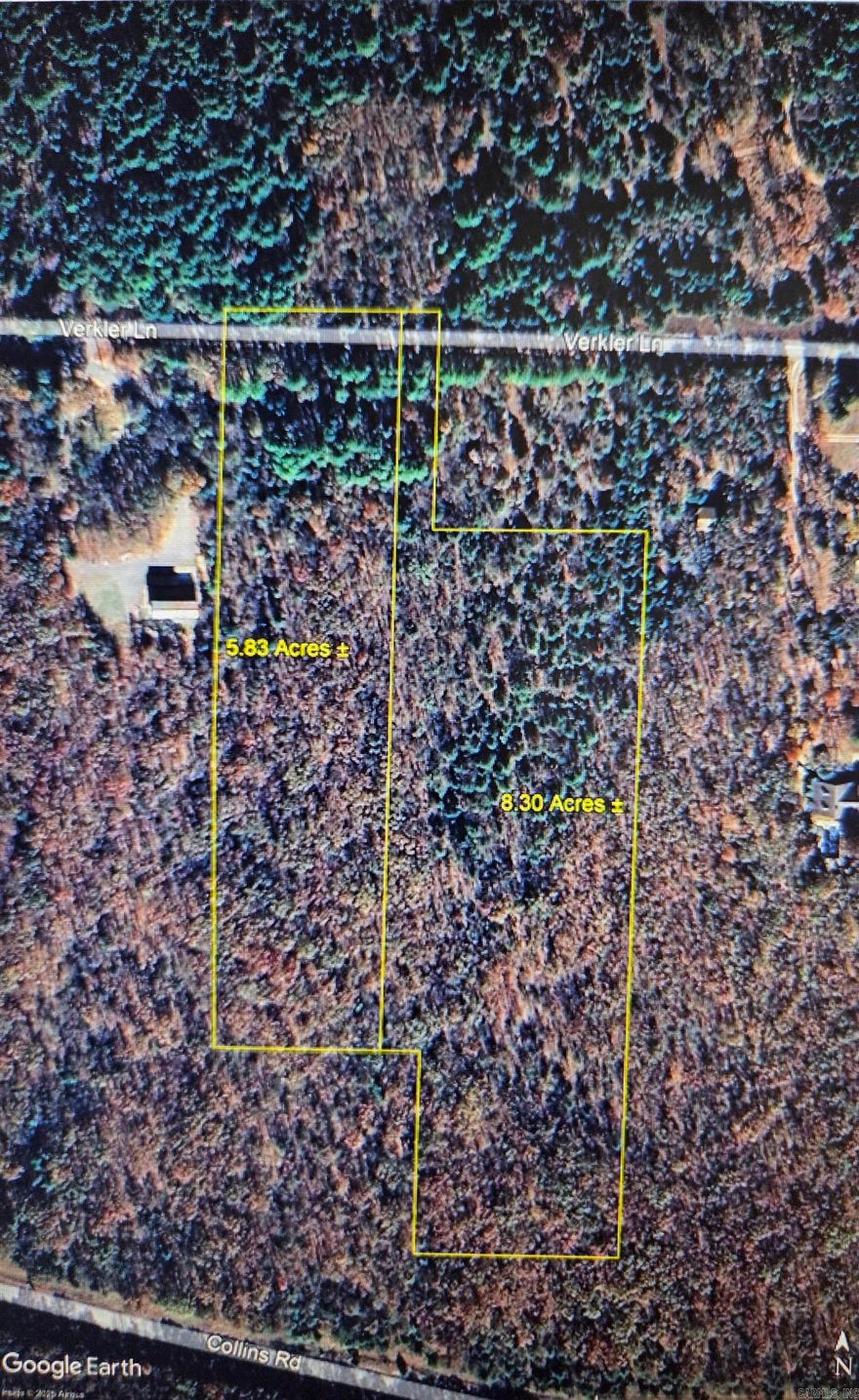 8.3 acres just NW of Searcy city limits. There will be a 53' strip that will be owned on W side connecting to Verkler to access property & for utilities. Easy access to Searcy High with 3 other directions to access Hwy 13 Bypass. Clear the trees you wish for your desired building spot & leave the rest for shade & privacy. Large homes on Holmes & Verkler around it but beautiful views overlooking the pastures & Searcy High School. Labeled as Tract "C" on photo. Seller retains all mineral rights.