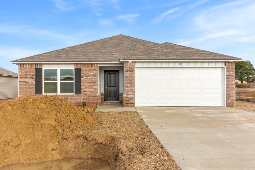 The lovely Foster II plan. A beautiful entry leads you past Bedrooms 2 & 3 and their hall Bath and into a lovely large Living Room with plenty of natural light. The Living Room flows into the eat-in Kitchen. The back door opens onto a covered patio. The generously sized Master Bedroom boasts a large closet separate from the Master Bath!  Upgrades added in this home include: plumbing faucet upgrade 2, door bell, added cable jack, HVAC rigid duct upgrade, crown on Kitchen cabinets, cabinet hardware level 1, Cheyenne style interior doors, baseboards level 2, LED disk lights in Kitchen, level 1 ceiling fan in Living Room, full sod, stainless steel appliance package.