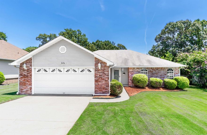 Beautifully maintained 3-bedroom, 2-bath brick home designed with family living in mind! This one-level, move-in ready home features an open concept layout with a spacious living room, vaulted ceilings, and a cozy brick fireplace — perfect for gathering and making memories.  Fresh paint throughout and no carpet make it both stylish and easy to maintain. New faux wood blinds in all the windows! The fully fenced backyard offers a safe space for kids and pets to play, plus there’s a storage building with electricity that's perfect for tools, hobbies, or extra storage. Ideally located close to schools, shopping, restaurants and highway access — this home checks all the boxes for comfort, convenience, and function!  Sq. Foot is approximate, please measure.