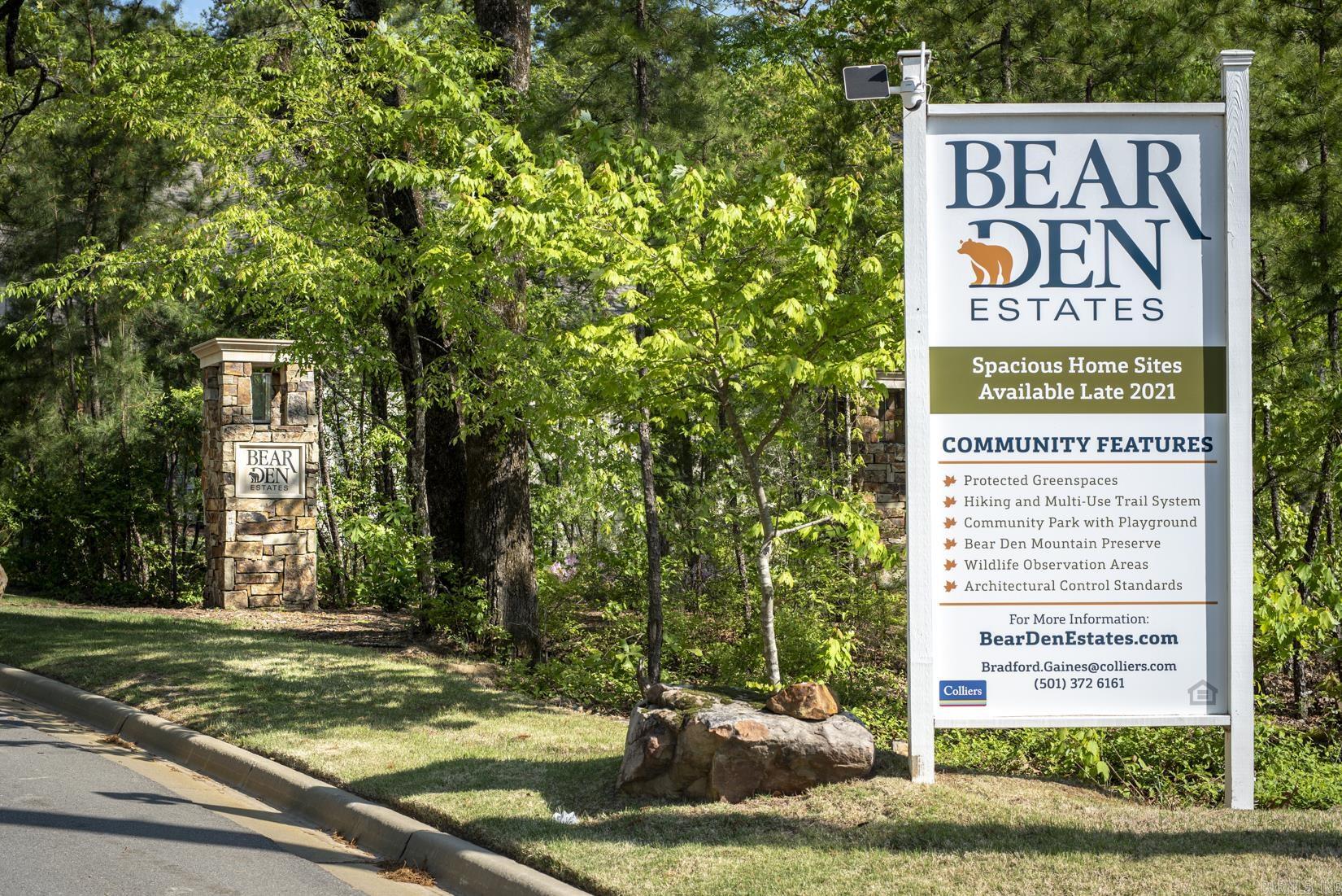 Wonderful opportunity to build your dream home in Bear Den Estates! This spacious corner lot is ideally located next to the neighborhood playground and backs up to green space, creating a private and peaceful backyard setting. Positioned off of Chenal Valley Drive, itās just a brief golf cart ride away from the Chenal Valley Country Club and Golf Course. A rare opportunity in one of West Little Rockās most desirable neighborhoods!