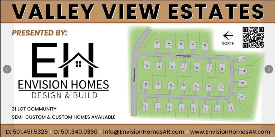 Lot 13 of Valley View Estates - Welcome to an ideally located NEW subdivision in Austin, AR - Located within the Cabot School District. This subdivision has a minimum square footage of 1,700 sq ft and will feature quality built homes. The ideal location is 1-2 min off 67/167/I57 and is also within 2-min of the newly built Cabot Pre-K campus too! Not to mention being within less than 10-minutes to dining, shopping, schools, and the ever growing in popularity, Game Time at The Grounds sports complex! Do not forget you can also be golfing in 10-minutes too at one of two of Greystone's Golf Courses! We have builders for you too!