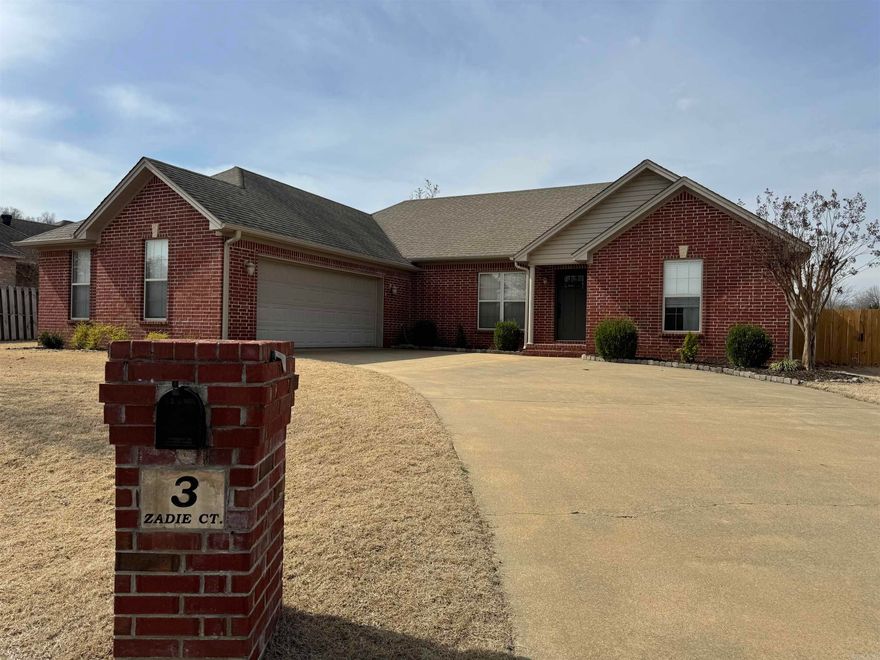 Just listed! This stunning 3BR 2BA, one level, brick home is a true gem nestled on a private cul-de-sac in a prestigious subdivision. Boasting 9 foot ceilings with beautiful crown moulding, a cozy gas log fireplace, and a split floor plan, this home offers spacious rooms and ample storage. The kitchen is a chef's dream with granite countertops and more granite throughout the house, plenty of cabinets, and a breakfast bar. New stainless REFRIGERATOR CONVEYS at NO ADDITIONAL COST! Upgrades galore, including a new front and patio doors with a doggie door, gutters, LED lighting in garage, blinds, fencing and landscaping make this home truly turnkey. Enjoy the privacy of the fenced backyard with a covered patio, perfect for outdoor gatherings with hooks already installed for Edison lights. With a spacious garage and attic storage, this home has it all. Make an appointment to see it today and make this your new home sweet home! You don't want to miss this one! #dreamhome #realestate #listing #newbeginnings Take a look at the unbranded video. See agent remarks.