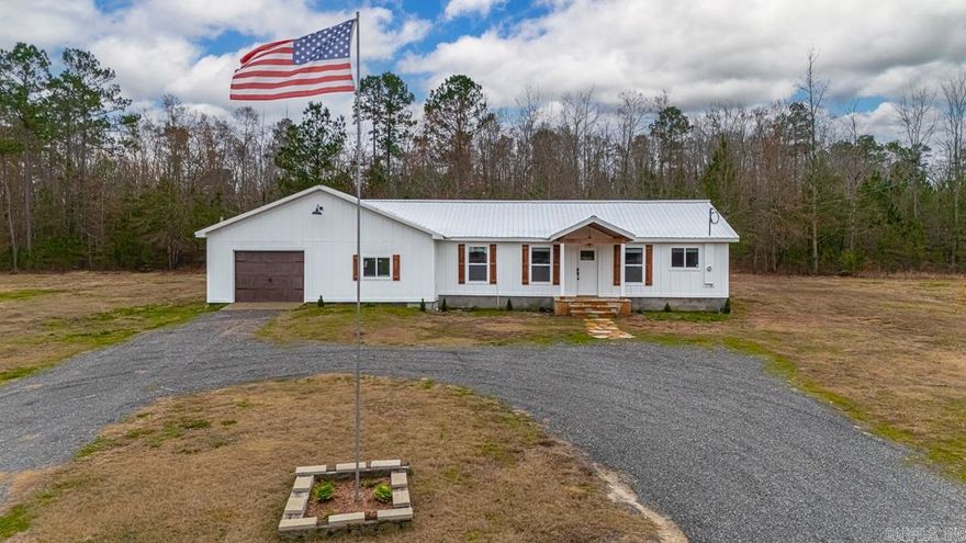 Completely Remodeled home situated on 5 partially fenced acres offering privacy and mini-farm potential. This beautiful property features a new 26-gauge Galvalume metal roof, LP SmartSide board-and-batten siding, new windows and doors throughout, and a new hot water heater. The interior showcases all-new stainless steel appliances, custom cabinetry, and updated countertops throughout. The kitchen includes a stainless workstation sink and a walk-in pantry with added shelving. Comfort is maximized with five-zone high-efficiency mini-split systems (5-ton total). Additional highlights include new lighting throughout, a spacious game room, and a concrete-block room ideal for conversion into a safe room with the appropriate door. Split bedroom floor plan, circle drive, and peaceful surroundings make this home beautiful from top to bottom. Fiber Internet is available at neighboring house.  AGENTS see agent remarks for additional information for offers.