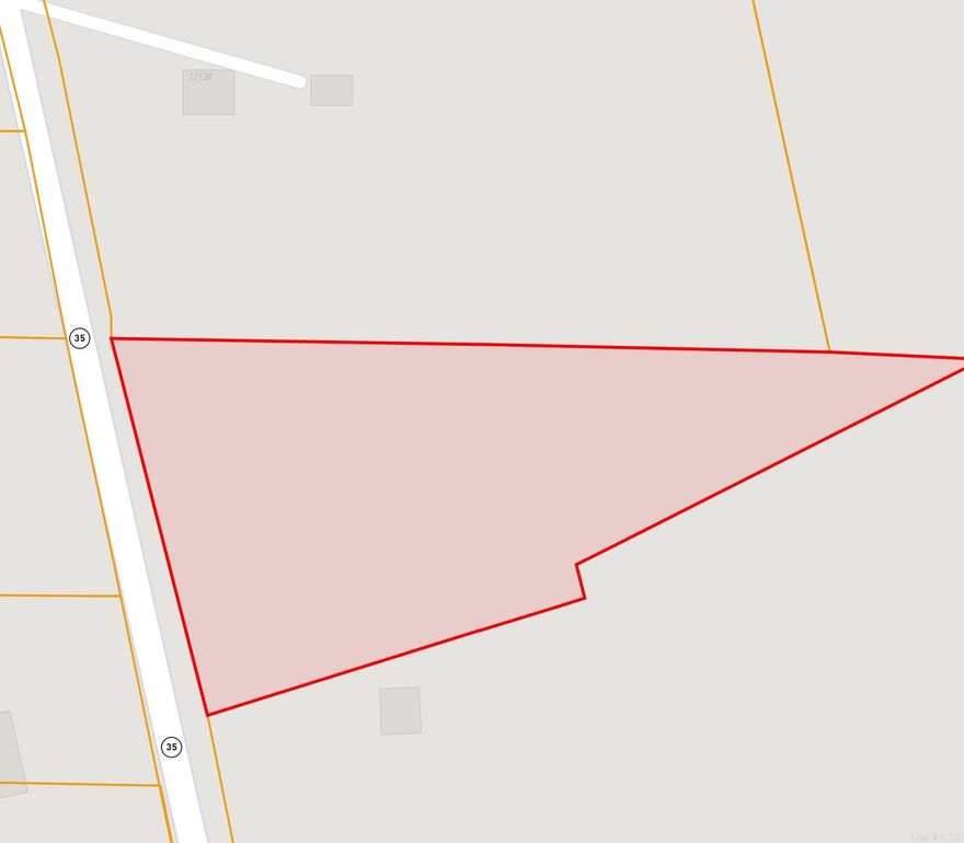 Approx 5 acre wooded parcel. Hwy 35 frontage. Utilities are at the street. Seller does not have a survey on file. The land to be sold will consist of two parcels- with the southern property line bordering the gas main easement.