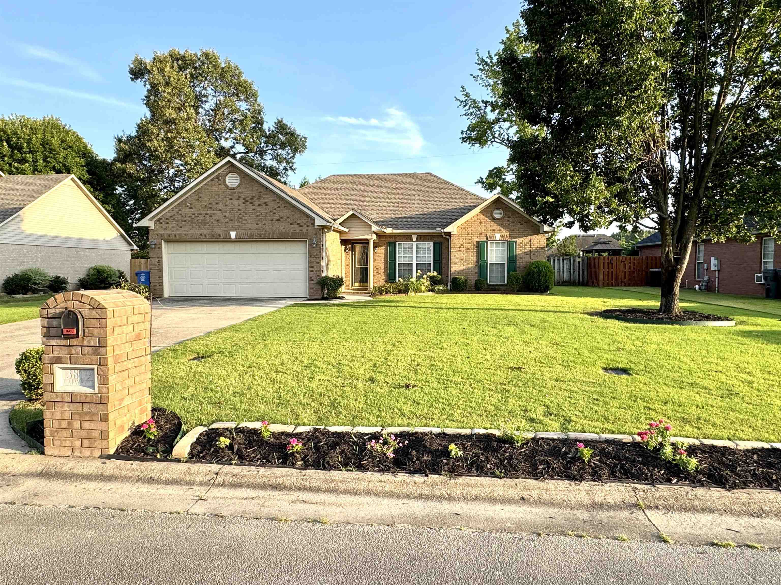 Welcome to Woodland Heights close to Craighead Forest Park off S Culberhouse. This stylish and move-in-ready 3-bedroom, 2-bath home offers comfort, updates, and convenience. Master bath offers both a tub and walk-in shower! The living area is roomy with vaulted ceilings and a gas insert fireplace. Upgrades include fresh paint, a new Samsung range/stove, Rainbird sprinkler system to keep your yard lush and green and Nest thermostat. Newer Roof, water heater and gutters. HUGE BONUS with a My Safe tornado shelter located in the two-car garage for quick and dry access! Plus a Whirlpool side-by-side refrigerator and Amana washer and dryer all stay! The fully fenced backyard offers privacy and space for pets or play. Don't miss your chance to see this beautifully maintained home...Schedule your tour today!