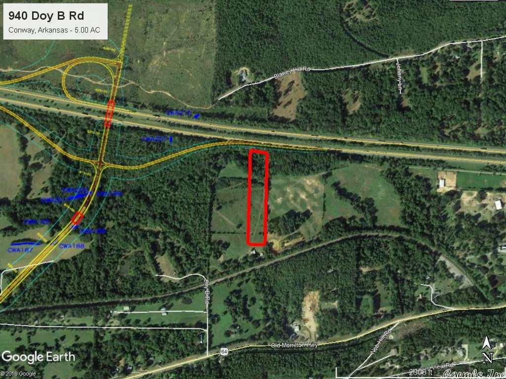 PRIME COMMERCIAL PROPERTY with great development potential. This +/- 5.00 acre parcel of land has +/- 200 feet of I-40 frontage and is located near Union Pacific railroad just north of Hwy 64 W in West Conway. Adjacent to future location of the Conway Western Loop northern terminus I-40 interchange. Additional acreage available (19028644, 19028639).