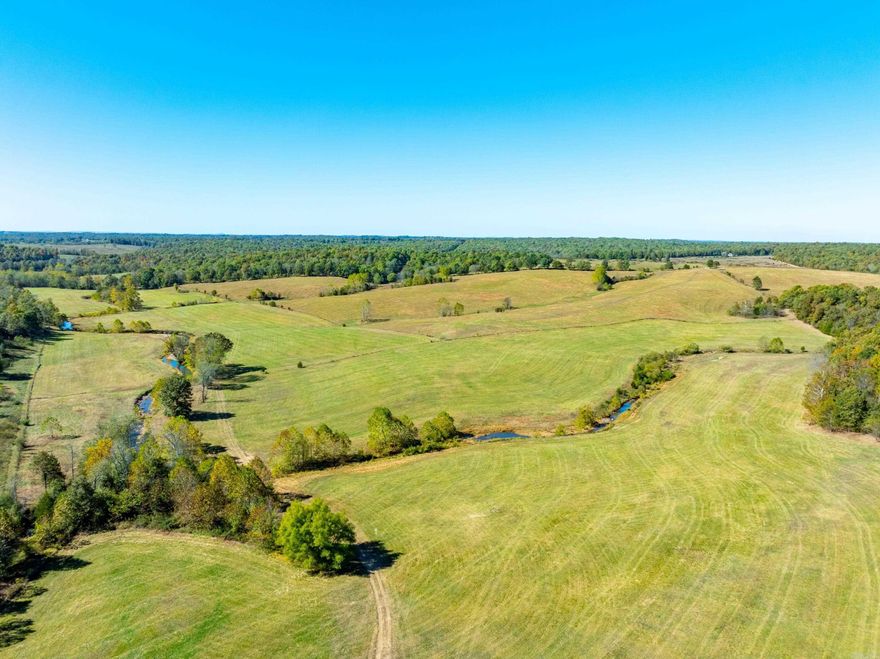 The Ultimate Ozark Cattle Ranch — 750± acres of prime pasture, hay ground, and timber in Fulton County, AR. This exceptional working ranch offers the ideal setup for serious cattlemen: cross-fenced pastures, water in every field, and modern facilities ready for immediate use. Rolling hills, fertile soil, and year-round water make this one of the most efficient and scenic cattle operations in the Ozarks. Each pasture has a pond, spring, or Strawberry River frontage, ensuring constant water access. The Strawberry River begins here—more like a clear, steady stream with no fencing worries. Property includes working corrals, holding pens, multiple barns, machine sheds, and a large shop with concrete floors and electric. Trails and ranch roads provide easy access across the entire operation. The main home overlooks a private lake and features 4 beds, 3 baths, new flooring, updated finishes, and a huge deck with sunrise views. A guest house adds flexibility for family or ranch hands. Utilities include fiber internet, central HVAC, propane, on-demand and electric water heaters, and owned tanks. This turn-key ranch offers both productivity and beauty, reliable water & modern infrastructure!