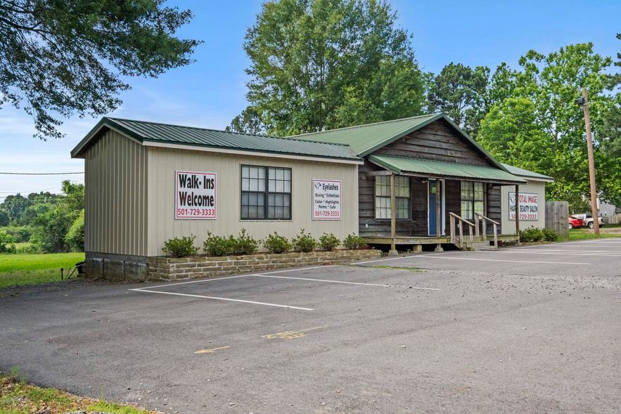 Fully furnished 1,558 sq ft salon on a highly traveled highway! Recently remodeled and move-in ready with LED lighting, new flooring, paint, trim, and updated salon equipment/furniture. Energy efficient with brand-new HVAC (2025); mini-split units still in place and usable. Layout includes a large open room ideal for salon specialty work that requires privacy or could be leased as an office, a spacious kitchen area that could serve as a break room or workspace, and a back room with storage, washer/dryer, and half bath. Large backyard offers room for expansion or additional parking. High speed internet available. Endless business opportunities!