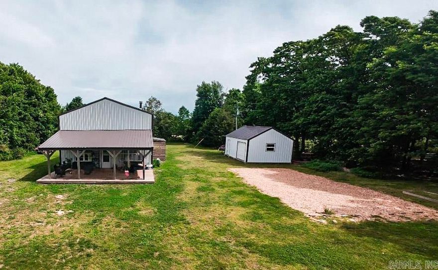 Only a few minutes outside the small-town charm of downtown Leslie, turning off Hwy 65 just south of the bridge for the Middle Fork of the Little Red River, you will find a private homestead nestled in the woods, ready for its new family! The home, completed in 2022, offers a rustic-cabin feel with modern perks: 6-inch spray foam insulation for energy efficiency, easy-to-keep concrete and LVP floors, tongue-and-groove knotty pine walls and ceilings, and a wood stove. There are 3 bedrooms, 2 full bathrooms, and a large loft space open to the living area below. The beautiful vaulted ceilings make the space feel large and open, while the windows allow natural light to flood the living space.   The long, private driveway leads you to a 2-acre property that has a huge, grassy backyard perfect for outdoor lawn activities, a garden spot ready to grow your own, and over an acre of wooded property with the underbrush cleared - ready for you to make it your own!   If you dream of living amongst the beauty of the Ozark Mountains, balancing the peace of nature with access to public water and fiber internet - this place is one you don't want to miss.