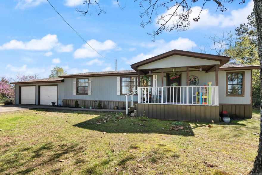 Nice home on 1.35 acres. Storm shelter and outside storage, Back yard fully fenced. Mature fruit trees Peach, crab apple, pear and black walnut. There are blackberries along the back fence row. This home sits back off the road and is in a very peaceful setting! Sept. 2018 HWH, Nov. 2018 Kitchen Stove, April 2020 New septic system,  Dec. 2020 New architectural roof,  July 2021 New HVAC  system, 2021 New guest bath and plumbing, Oct. 2021 New floors and new subfloor kitchen side. March 2022 New kitchen cabinets and counter tops, backsplash and lights. Nov. 2023 New yard light for front yard. Very affordable home with no restrictions. Come see, take a tour! All dates by selle. Seller has all receipts for repairs that have been done.