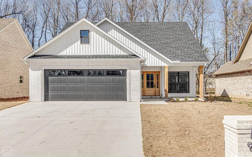 Luxury Modern Farmhouse for sale in Summit Ridge, this home has luxury plank vinyl flooring throughout and granite island kitchen, covered porch, open concept split bedroom arrangement and double garage. The easy to care for yards make this perfect for any buyer, maintenance free exteriors, and central location set these homes apart in a brand new subdivision in Paragould off barnhill road. Taxes are lot only