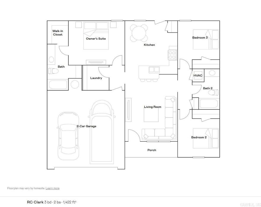 The Clark plan is rich with curb appeal with its welcoming covered entryway and front yard landscaping. This one-story home features 3 bedrooms, 2 bathrooms, a large family room, and a kitchen fully equipped with energy-efficient appliances, abundant counterspace, and a pantry. The laundry room is nestled between the garage and master suite for quick, convenient access. Learn more about this home today!    **SEE SHOWING REMARKS & AGENT REMARKS FOR IMPORTANT INFORMATION**