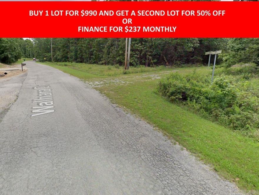 Buy one lot and get 50% off an additional lot! Owner-finance for easy terms. Cash buyers can pay by debit or credit card as well. Nice lot to develop or hold for future value. Public water and electric are available to run to property and will need septic. Owner/agent. No mobiles allowed. 300-2500 minimum build size on any other type of home, depending on subdivision. Finance is 5 months at $237 and closing costs are included. Lots marked with red banner are part of promotion. No limit on lots. Buyer responsible for any/all taxes and lots sold "as-is". Quit claim deed conveys. Parcel ID# 190-13510-000