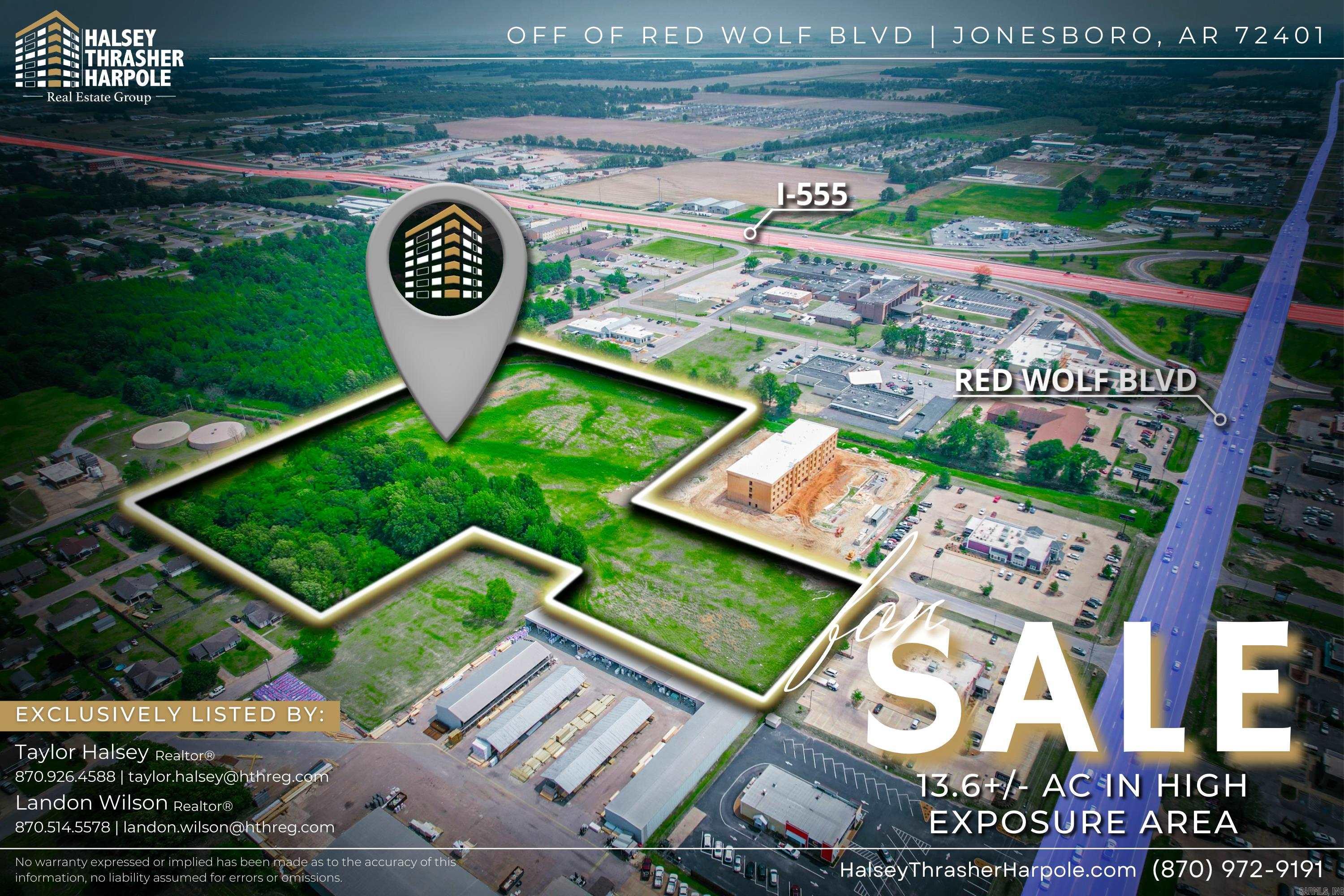 The development site spans approximately 13.6 acres and is strategically located off Red Wolf Boulevard, a prominent and well-traveled thoroughfare in the region. Situated in a prime area with easy access to major highways and public transportation, the location offers excellent visibility and convenience. The development offers a unique opportunity for businesses looking to establish a strong presence in a high-growth area.