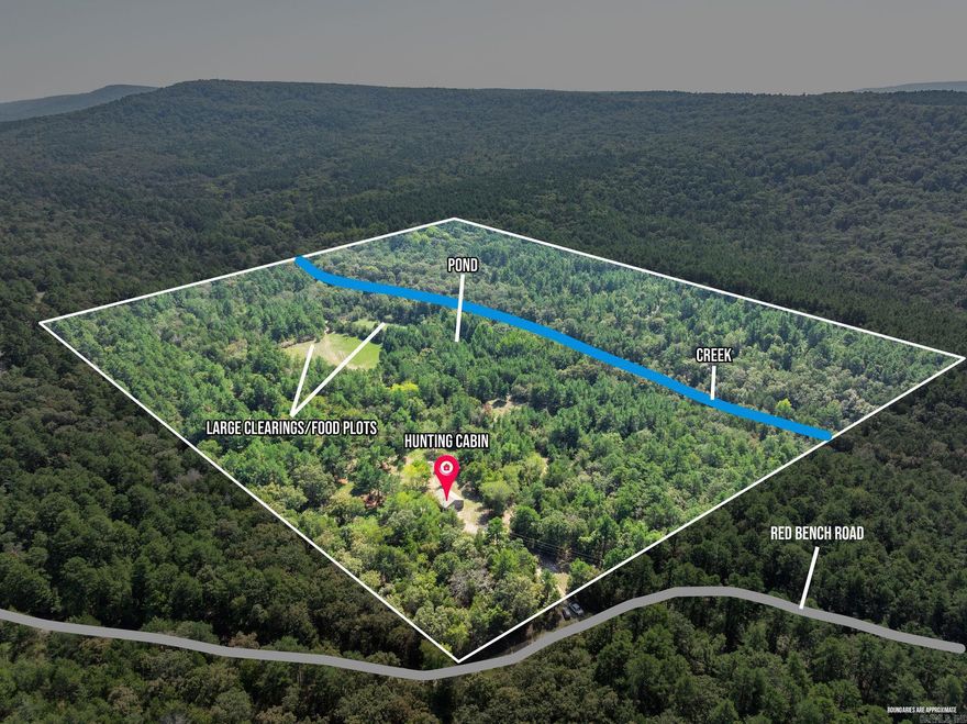 40 Acres of Prime Hunting Grounds near Mount Magazine! Get ready to own your hunters paradise. Surrounded by the Ozark National Forest, this paradise offers seclusion and unforgettable hunting experiences. This piece of land has it all. *Key Features:* 40 acres of prime hunting land-Surrounded by National Forest for added seclusion and hunting opportunity-Highly manicured food plots to increase habitat for deer, turkeys bear - Precision-cut shooting lanes-Strategically placed tree stands for the ultimate hunting experience-Road Frontage -creek has water most of the year and makes a great water source *The Hunting Cabin:*-Hunting cabin renovated from top to bottom with all new plumbing and modern amenities ensuring a comfortable stay-Perfect retreat after a long day of hunting. Location:- Close proximity to Mount Magazine, offering scenic views and outdoor recreation opportunities- Paris, Arkansas, provides easy access to amenities and services *Game Species - great Deer heard - abundance of Bear - great turkey population  *Don't miss this rare opportunity to own a piece of hunting  Drone Footage: https://listings.premierphotoco.com/video/QUIz01AeVTrbDDMHpM02OaLH2jeb