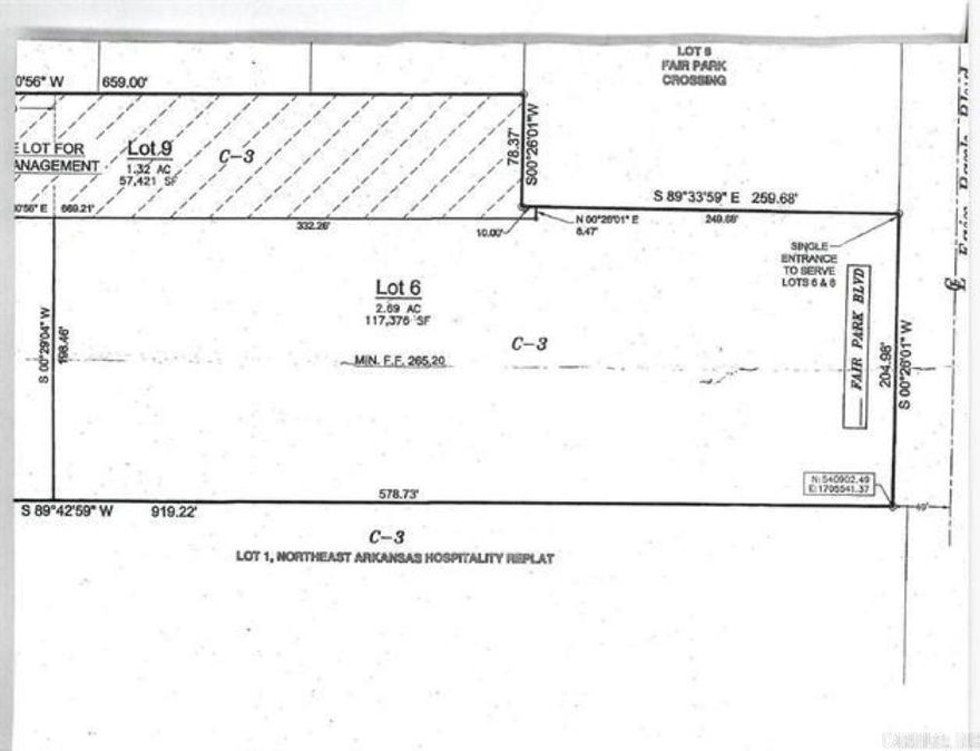 Great location! This property sits near the corner of Race St and Fair Park Blvd, a major connecting road in the heart of Jonesboro from Red Wolf Blvd (Hwy 49) and Caraway Rd, making this property a developers dream. Neighbor to FNBC Bank, across from Plato's Closet and 1812 Pizza Company, adjacent to the United States Post office, Gateway Tire, Aldi Grocery, a newly constructed shopping center and more. This lot and all available lots can be replatted smaller or larger. All utilities are available. All water detention has been completed by developer.