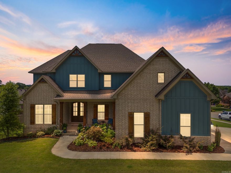 Stunning 5 bedroom custom home in the highly desirable Weatherwood neighborhood. Beautiful family room with tall ceilings that are accented with wood beams, a gas log fire place, and arched transition to the chef's kitchen. The kitchen features a large island with quartz countertops, pot filler, double oven, coffee bar, and oversized pantry. The downstairs primary suite boasts a spacious closet, custom tile shower, soaking tub, and private access to the back deck. The other downstairs bedroom also has an ensuite bathroom. Not one, but TWO downstairs offices make working from home a breeze. Upstairs you'll find three bedrooms, 2 full bathrooms, and a bonus room. One of the bathrooms is a Jack and Jill bathroom with 2 private sinks and 2 private toilets. Bonus room is a perfect place for a media room, game room, or play room. Out back is a covered patio. Just off the patio is a custom composite deck that is built for longevity. There's a concrete patio at the bottom that is great for grilling. This home is great for entertaining, with plenty of indoor and outdoor space for large groups. Corner lot, extra landscaping, 3 car garage. Close to Centennial Valley CC. Easy access to I-40.