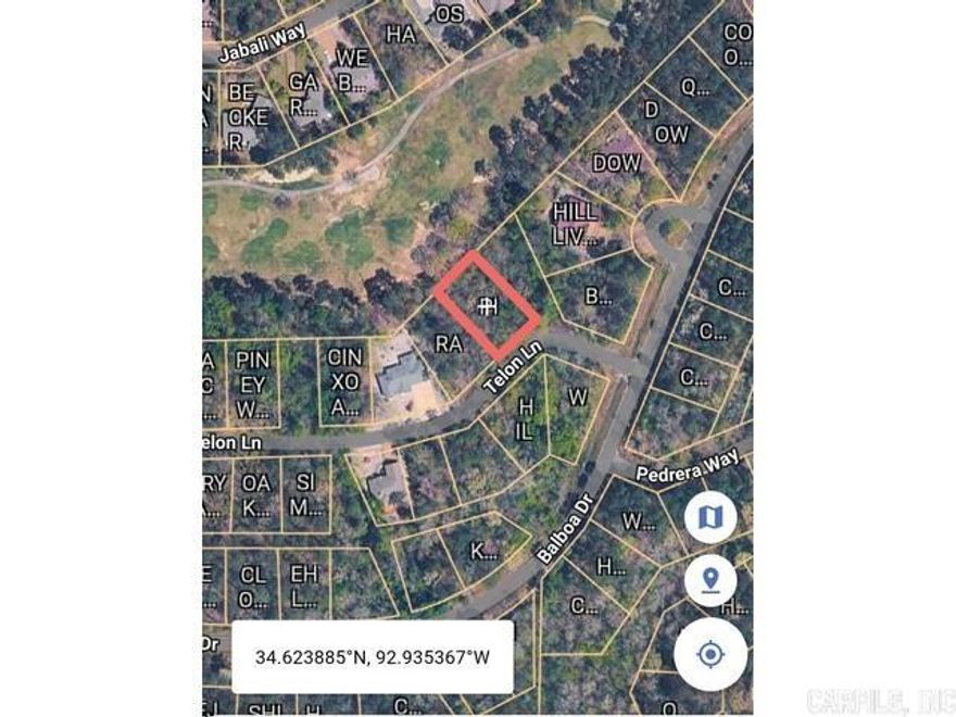 Nice lot on Balboa golf course #13 fairway.  Lot 001 Block 02 Telon Subdivision, Garland County, Hot Springs Village AR  $250 Buy-In fee for HSV POA for first time buyers