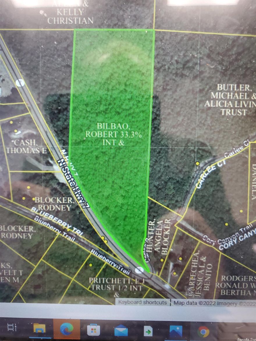 Garland County Property ID 3075.  Approximately 9.5 acres with Hwy 7 Frontage.  Deed shows over 100ft on Hwy 7.