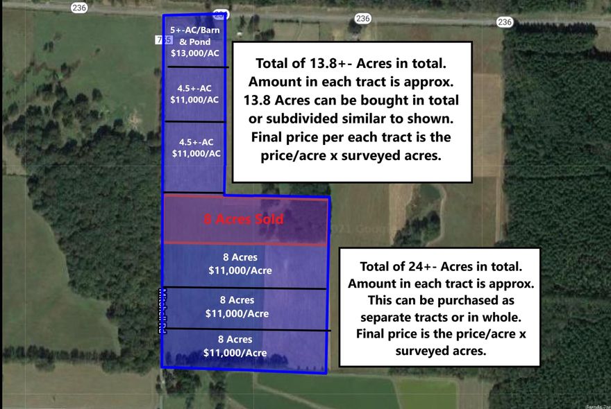 This is 8 +-acres fronted by Mitchell Road.  This is a premier home/small ranch acreage. This would be a great place to build your dream home, have that rural lifestyle you've always wanted and still be close to major cities. Water and electricity available. This can be subdivided. NO MANUFACTURED HOMES.  MINERALS DO NOT CONVEY.  Come See!  16 acres still available.