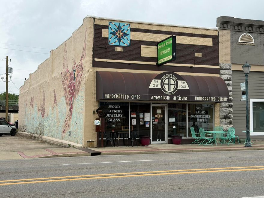 American Artisans restaurant and art gallery, located in the heart of Downtown Mena - a unique opportunity to own the highly popular and unique soup, salad and sandwich restaurant voted the "Best Sandwich Shop" in the state of Arkansas by Delish magazine and Yelp. A steady income stream has been curated for 14 years due to scratch made in-house food using high quality ingredients. The historic downtown building was thoughtfully remodeled in 2013, with high ceilings and a stained concrete floor, retaining the brick wall interior for a nostalgic look and seating for 50. Diverse art gallery, featuring a wide variety of artistic wares. Keep this space for an additional income stream or open this area up for dining as well! Currently open Wednesday-Saturday 11am-3pm, there is plenty of opportunity to expand the business. Mena, AR is prime for a boom with the incoming mountain bike trails and other economic developments, making this a high growth potential business located in a commercial sweet spot. Includes all equipment, inventory and fixtures - contact agent for a full list! New roof in 2024. Located in the Arts District on the Natl Scenic Byway, in a Main Street Arkansas community!
