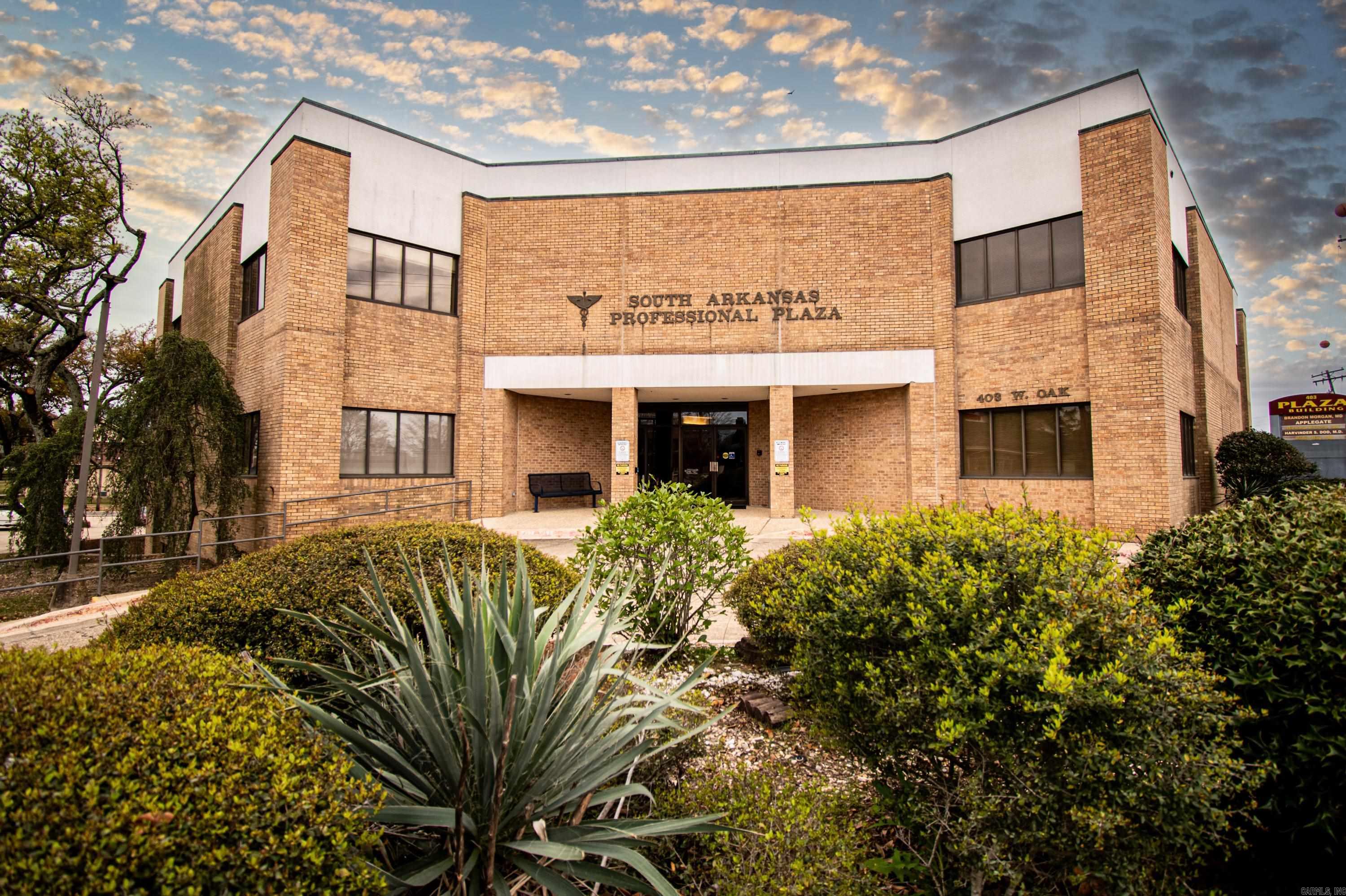 Located on a highly visible corridor just blocks from downtown El Dorado, this exceptional 3 story facility is centrally located within a diverse array of medical specialty practices. This listing comprises ownership of 7894 sq ft of suite space plus a percentage of common area within a 28293 sq ft facility. The suites in this listing are located on the ground (2nd) floor and 3rd floor. Some suites are currently leased and others are available for leasing. Detailed information including rent schedules, HPR by-laws, architect's floor plans, and 4-D tour details are available. **Please contact the listing agent for leasing information on the available suites.